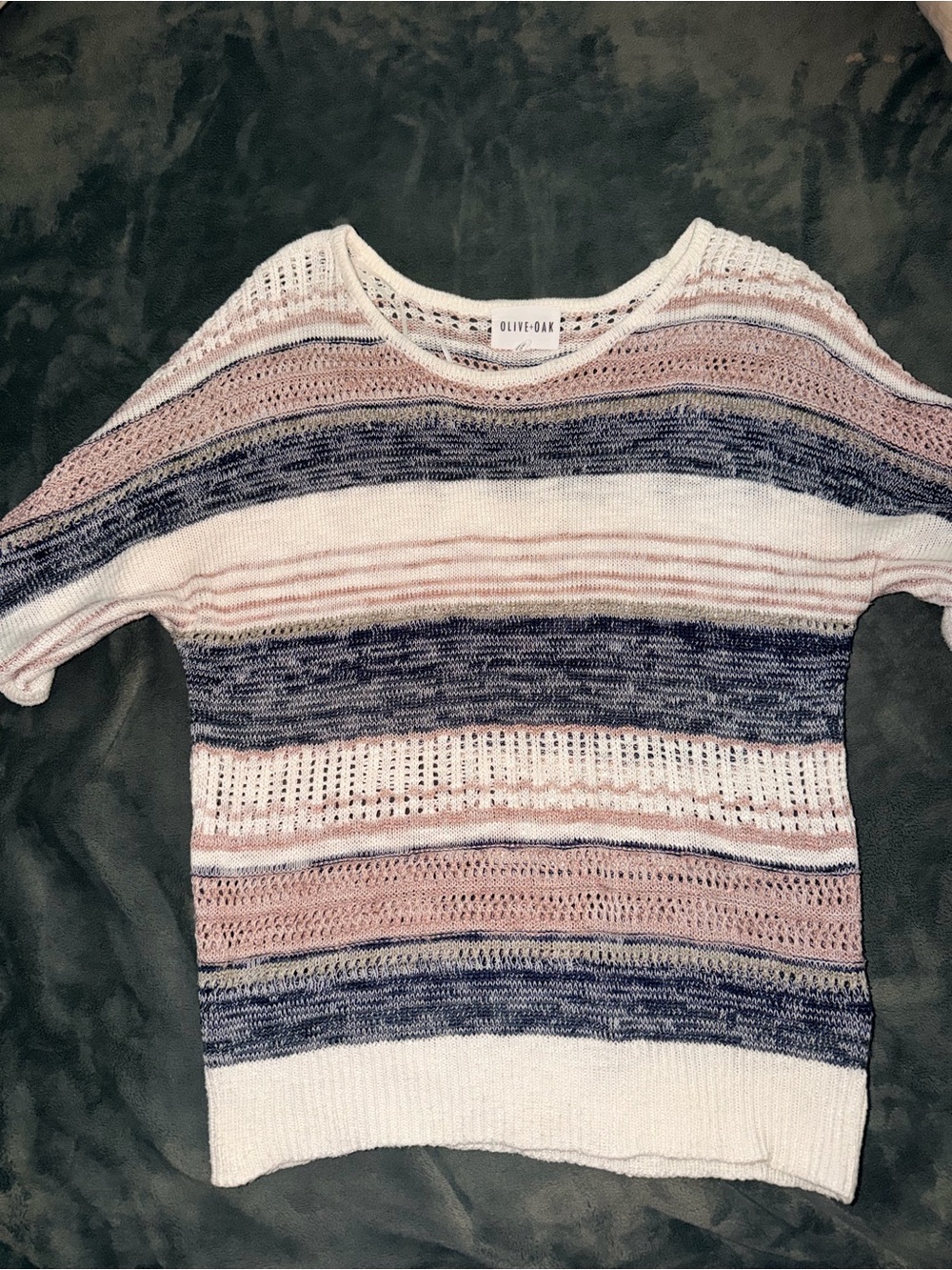 Olive & Oak Women's Pink and Blue Striped Lightweight Knit Sweater size xl